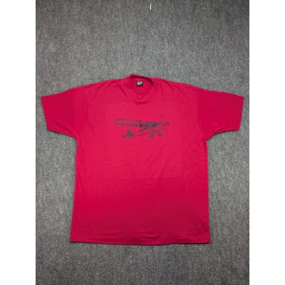 Vintage Fruit of the Loom Airplane T-Shirt Adult XXL Pink USA Made Single Stitch - Picture 1 of 7